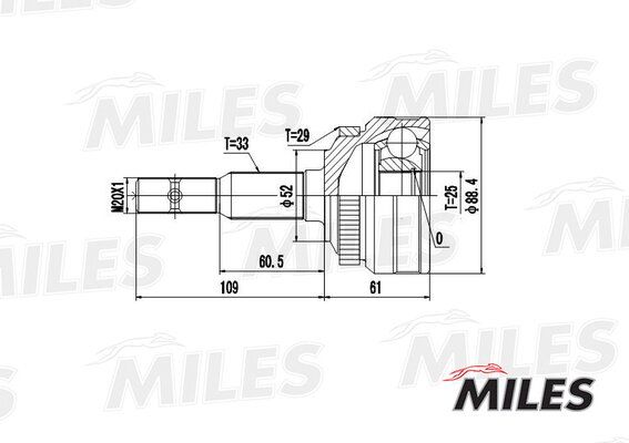 Шрус opel ascona/kadett 1.6-2.0 81-91 нар. ABS - Miles GA20342
