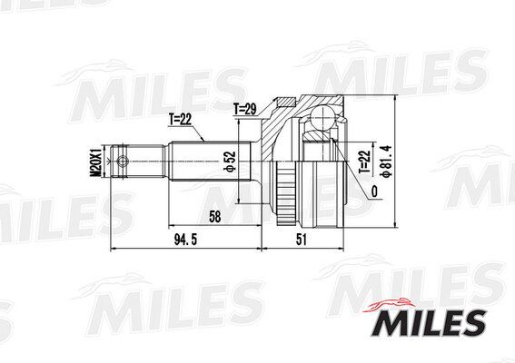 Шрус opel astra/vectra 1.4-1.7d 91-02 нар.(ABS) - Miles GA20349