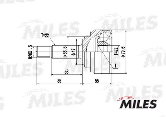 Шрус skoda felicia/vw caddy 1.3-1.9d 94-01 нар. - Miles GA20414
