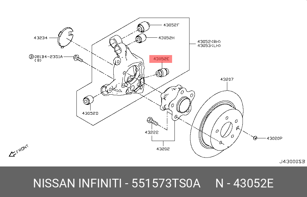 Сайлентблок | перед | - Nissan 55157-3TS0A
