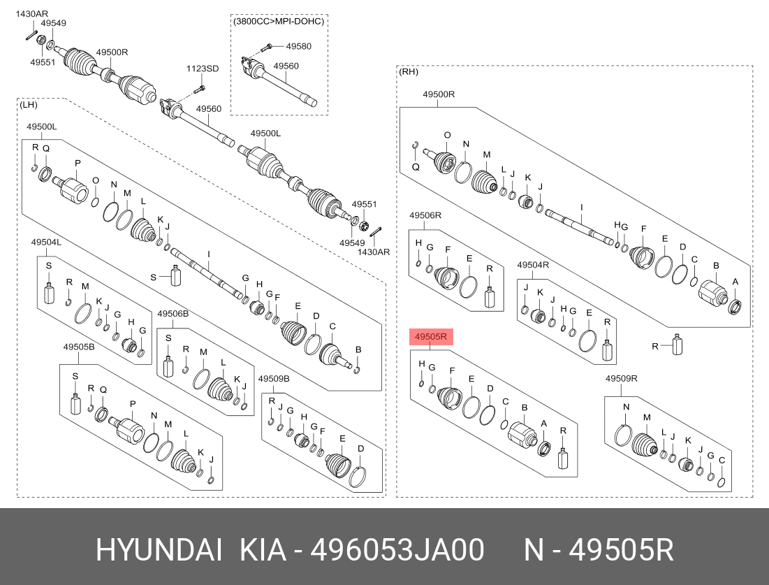 Шрус внутренний | прав | - Hyundai/Kia 496053JA00