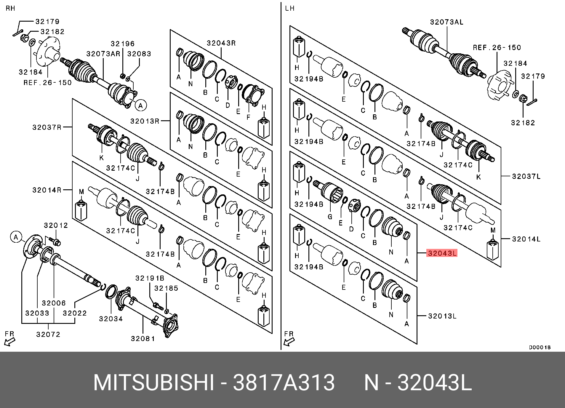 Шрус внутренний | перед лев | - Mitsubishi 3817A313