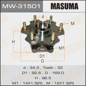 Ступичный узел masuma rear pajero/ v87w, v97w | зад лев | - Masuma MW31501