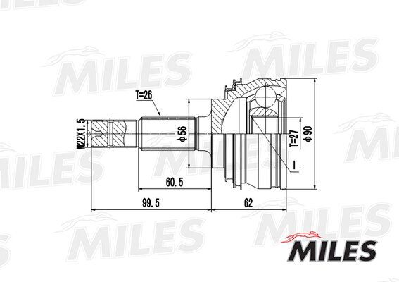 Шрус toyota celica/camry/previa/lexus es250 2.0-2.5 89-01 нар. - Miles GA20472