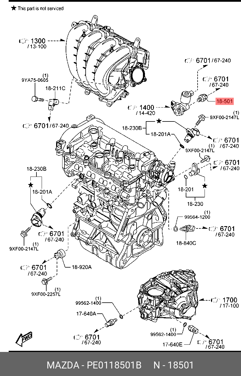 Датчик давления масла - Mazda PE01-18-501B