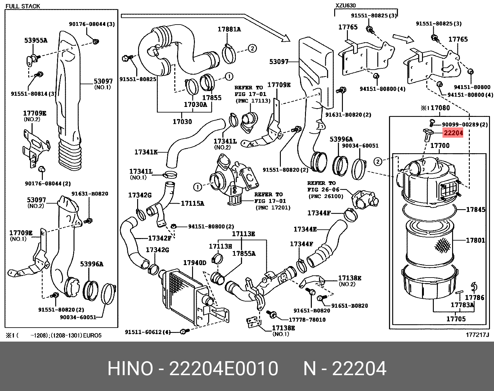 Датчик расхода воздуха - Hino 22204E0010