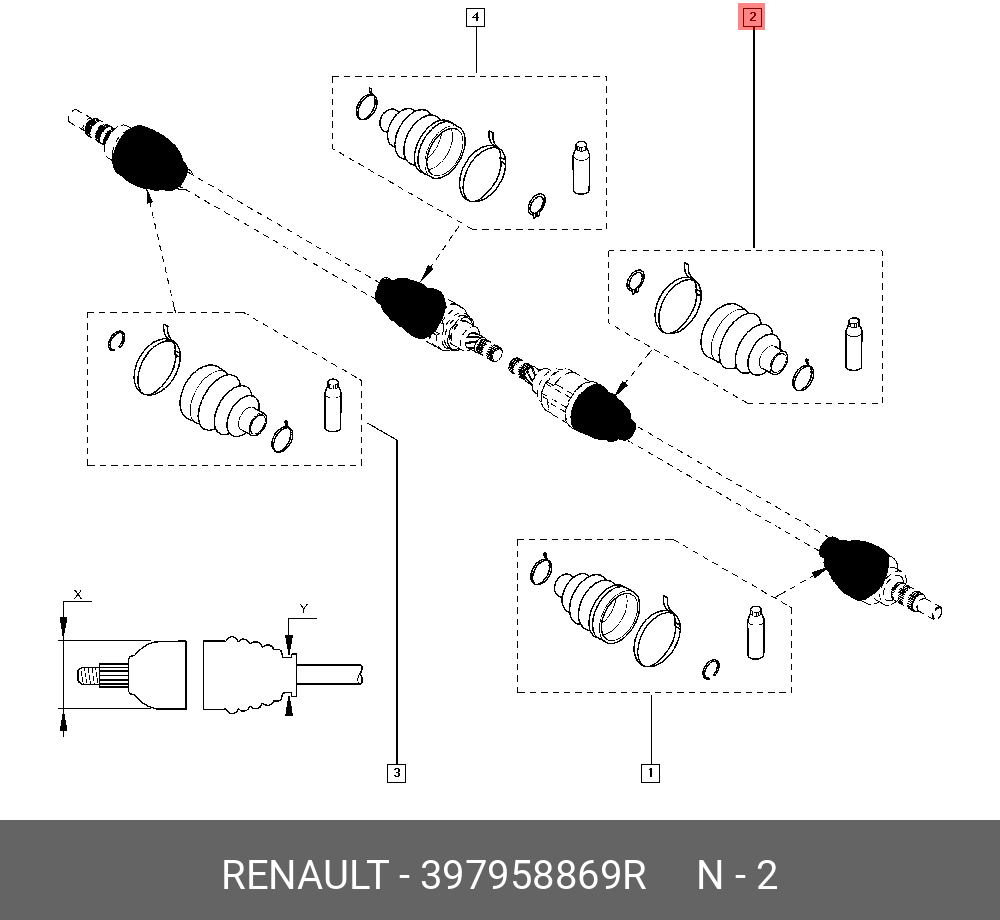 Пыльник привода колеса (рез, мет) - Renault 397958869R