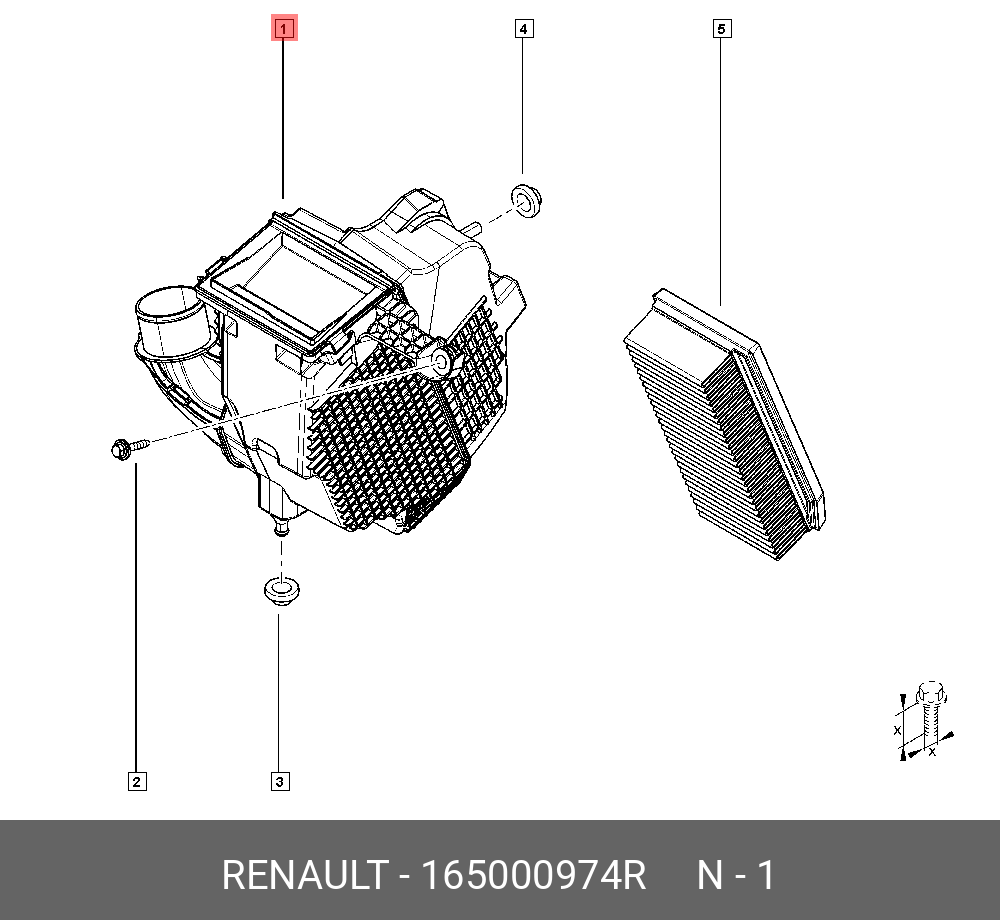 Фильтр воздушный (В сборе) renault - Renault 165000974R