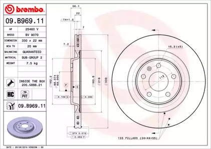 Диск тормозной UV Coated | зад | - Brembo 09.B969.11