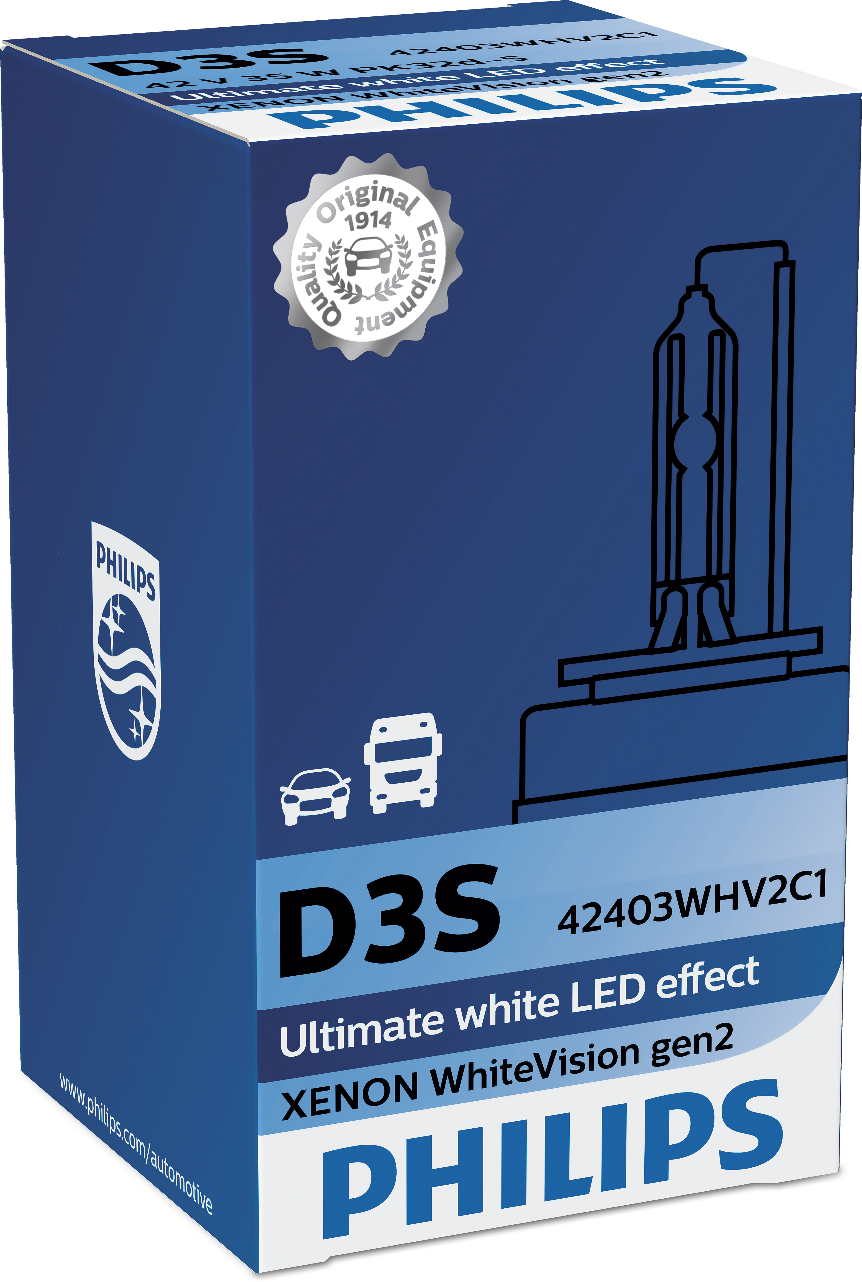 Лампа ксеноновая D3S 42V 35W pk32d-5 White Vision gen2 С1 Philips                42403 WHV2C1