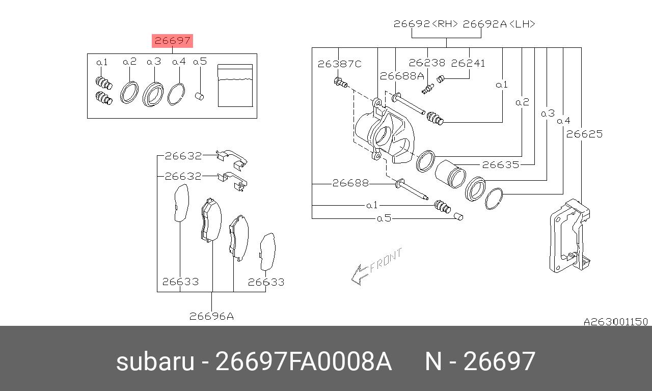 Ремкомплект тормозного суппорта - Subaru 26697FA0008A