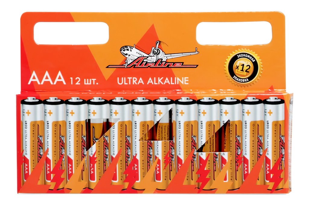 Батарейки LR03/AAA щелочные 12 шт. - AIRLINE AAA-12