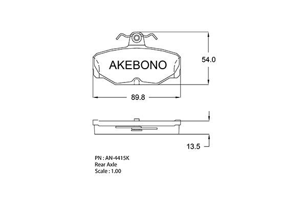 Колодки тормозные италия | зад | - Akebono AN-4415K