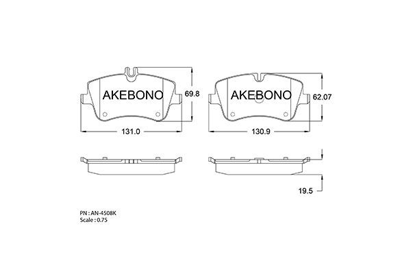 Колодки тормозные италия | перед | - Akebono AN-4508K