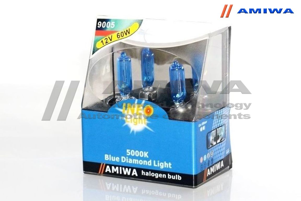 Лампа накаливания, blue diamond light hb3 12в 60вт 2шт - Amiwa 9005