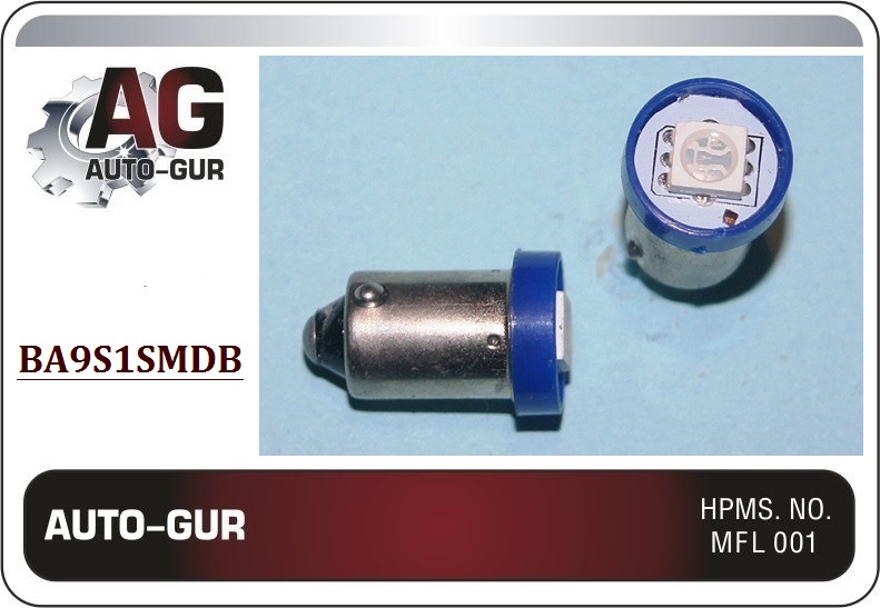 Лампа светодиодная ba9s 1smd син - Auto-GUR BA9S1SMDB