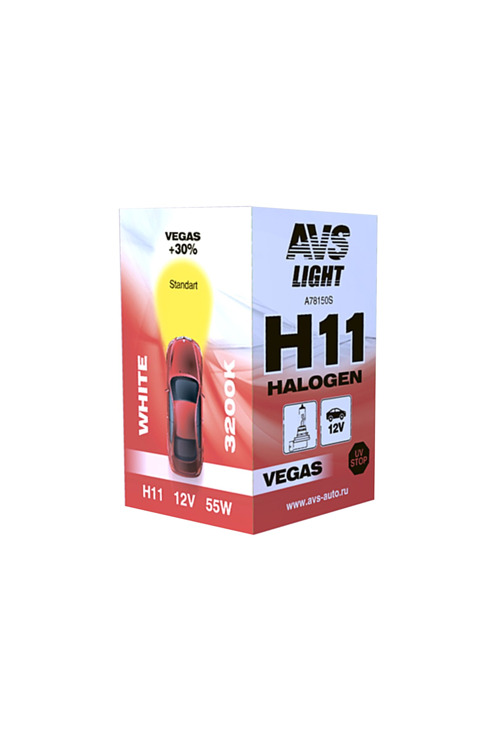 Галогенная лампа avs vegas h11.12v.55w.1шт., , шт - AVS A78150S