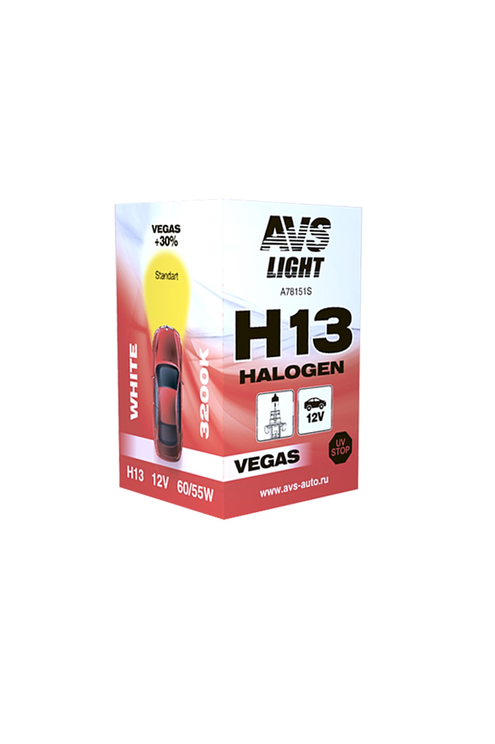 Галогенная лампа avs vegas h13.12v.60/55w.1шт., , - AVS A78151S