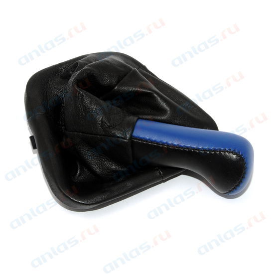 Ручка рычага КПП с чехлом и рамкой ВАЗ 2110-12 кожа синяя - AZARD KPP00066