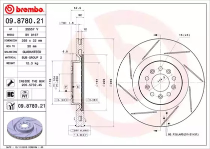 Диск тормозной UV Coated | перед | - Brembo 09.8780.21