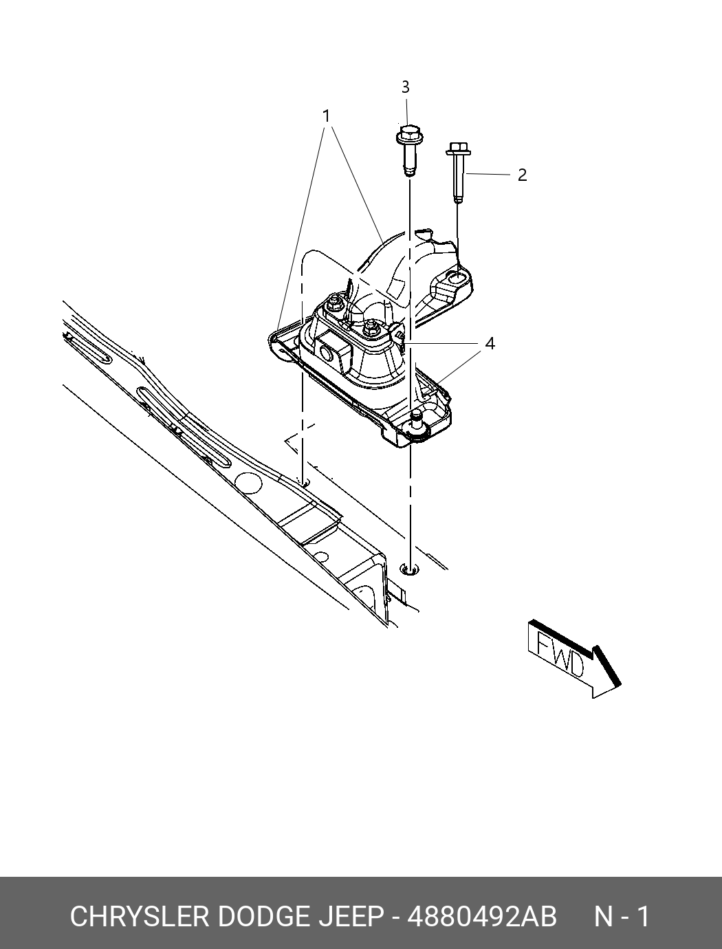 Опора двс прав, caravan 08-, mopar 4880492ab - Chrysler 04880492AB