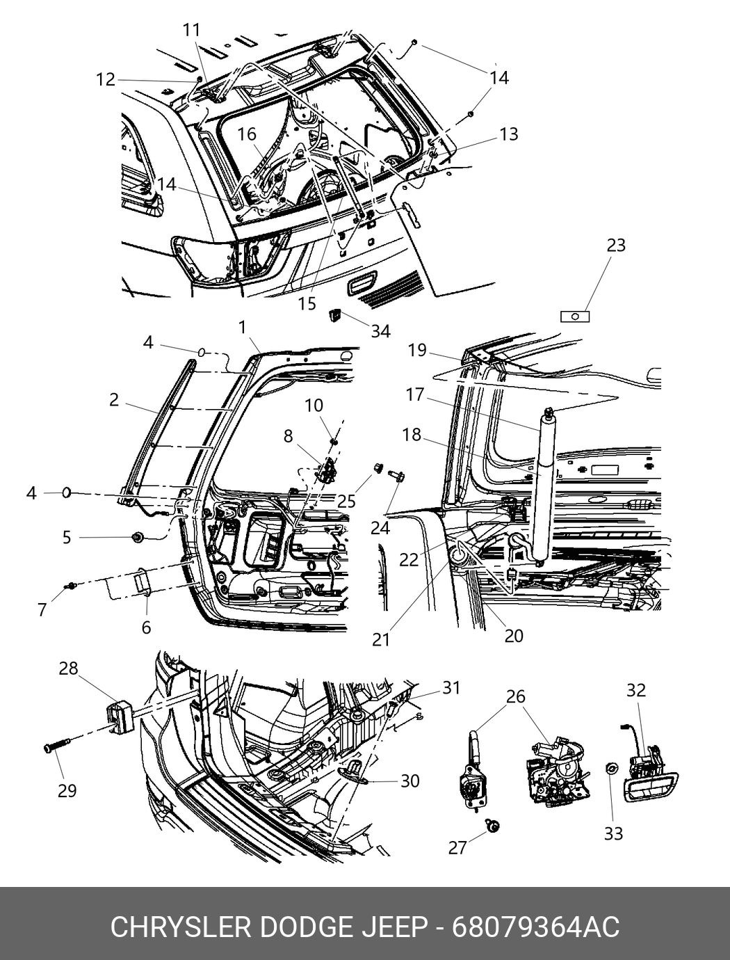 Амортизатор капота/багажника - Chrysler 68079 364AC