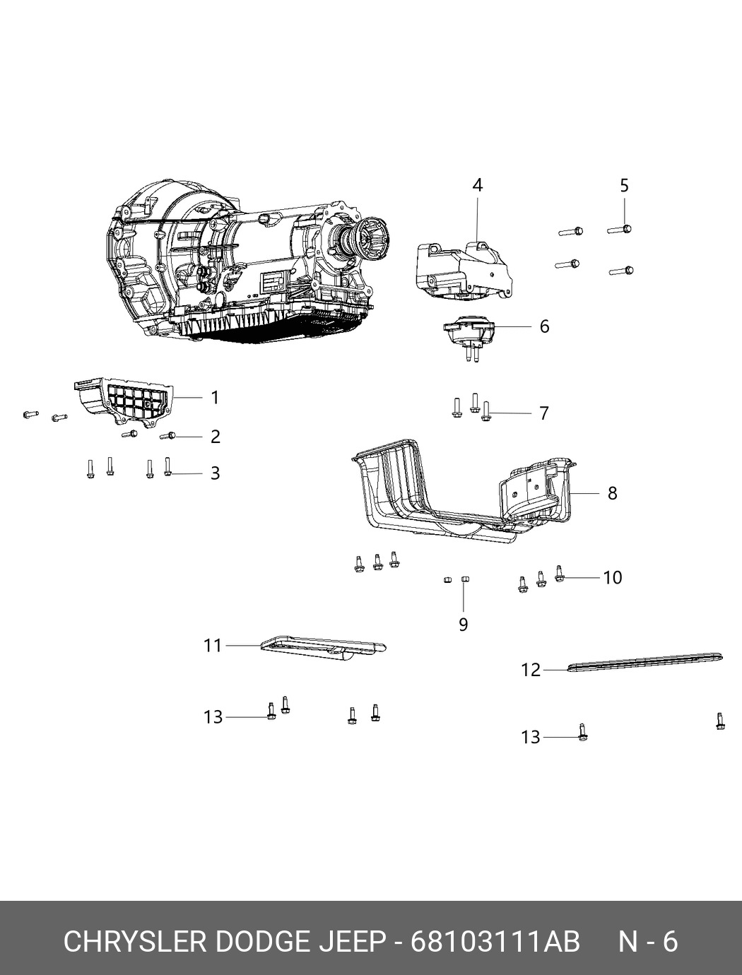 Опора акпп - Chrysler 68103111AB