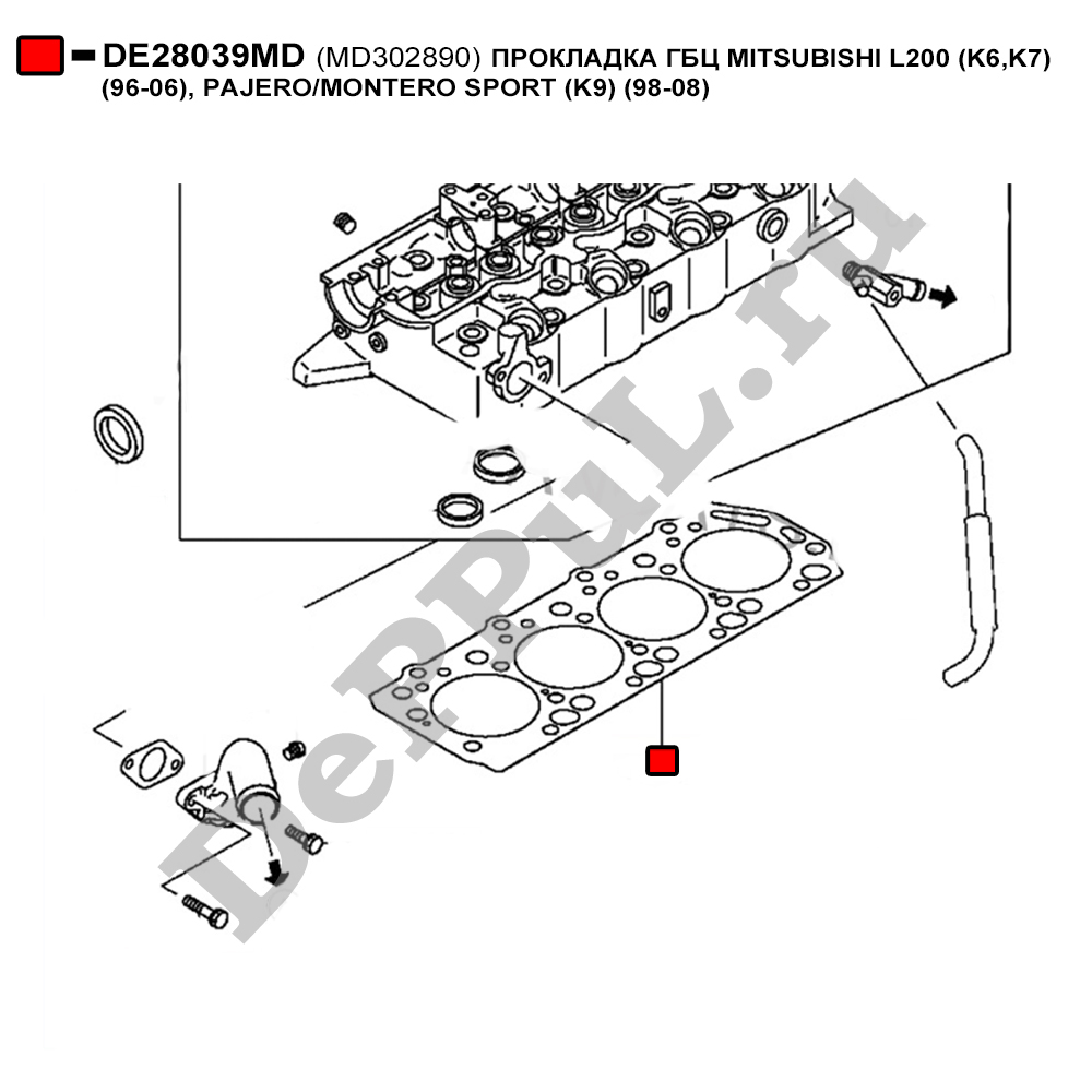 Прокладка гбц mitsubishi l200 (k6,k7) (96-06), paj - DePPuL DE28039MD