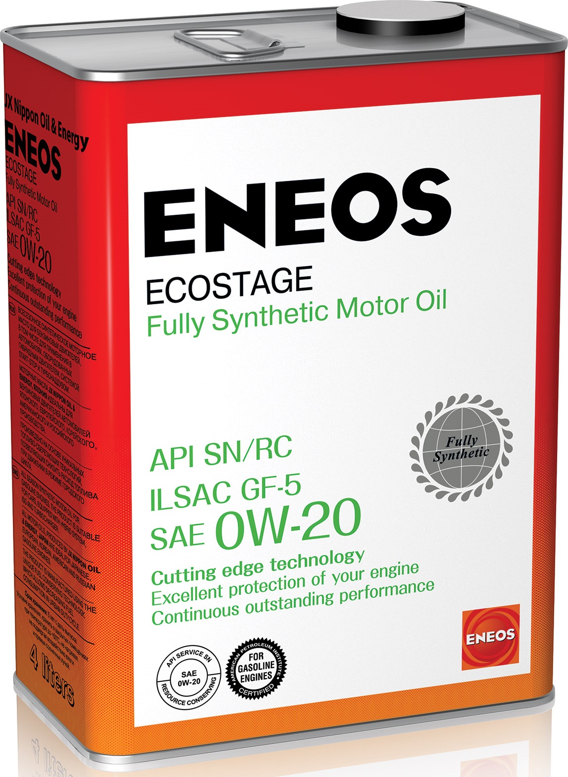 0w-20 Gasoline Ecostage SN, ilsac gf-5, 4л (синт.мотор.масло) - Eneos 8801252022022