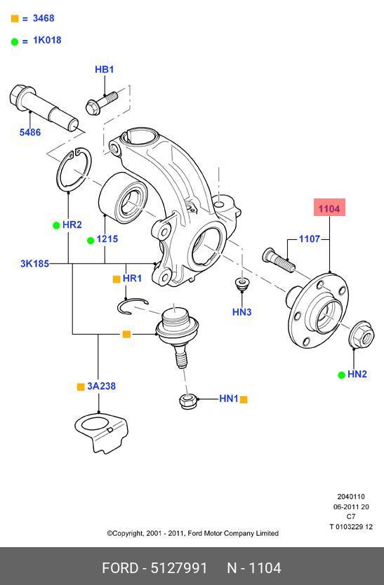 Ступица переднего колеса transit connect 2002-2013 | перед | - Ford 5127991