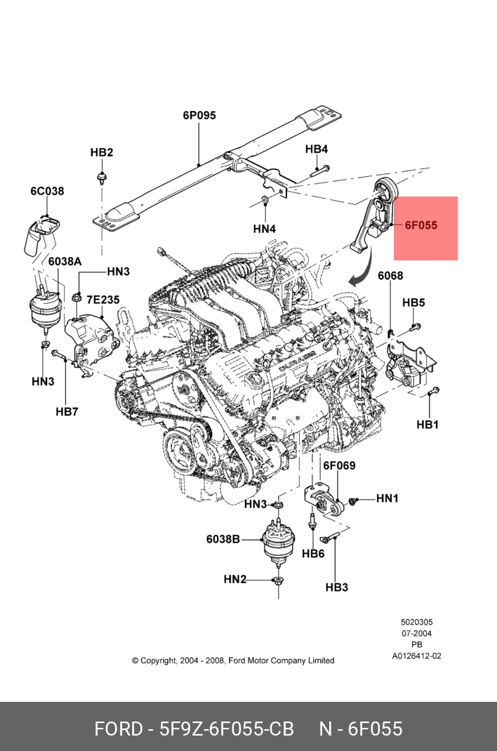 Подушка двс верхняя ford freestyle 2005 - Ford 5F9Z6F055CB