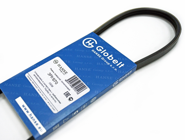 Ремень приводной, поликлиновой - Globelt 3PK670