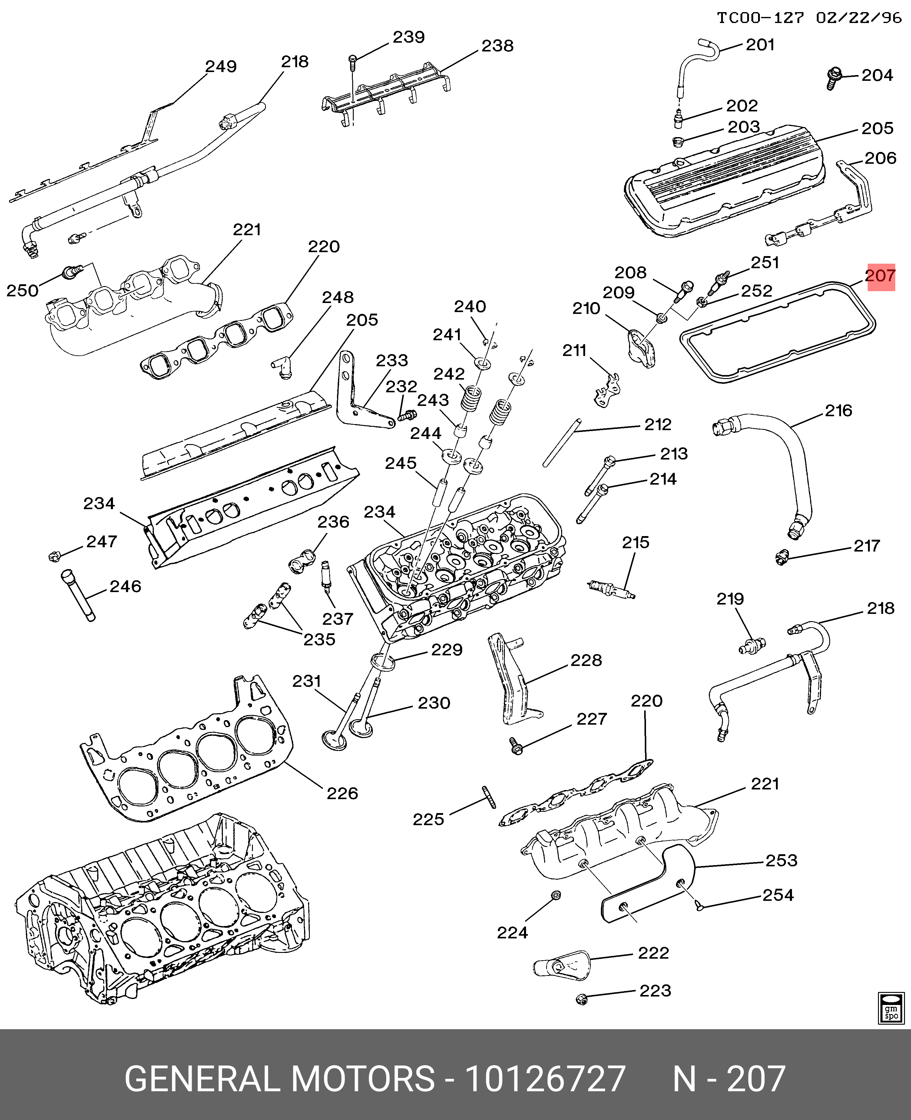 Прокладка клапанной крышки - GM 10126727