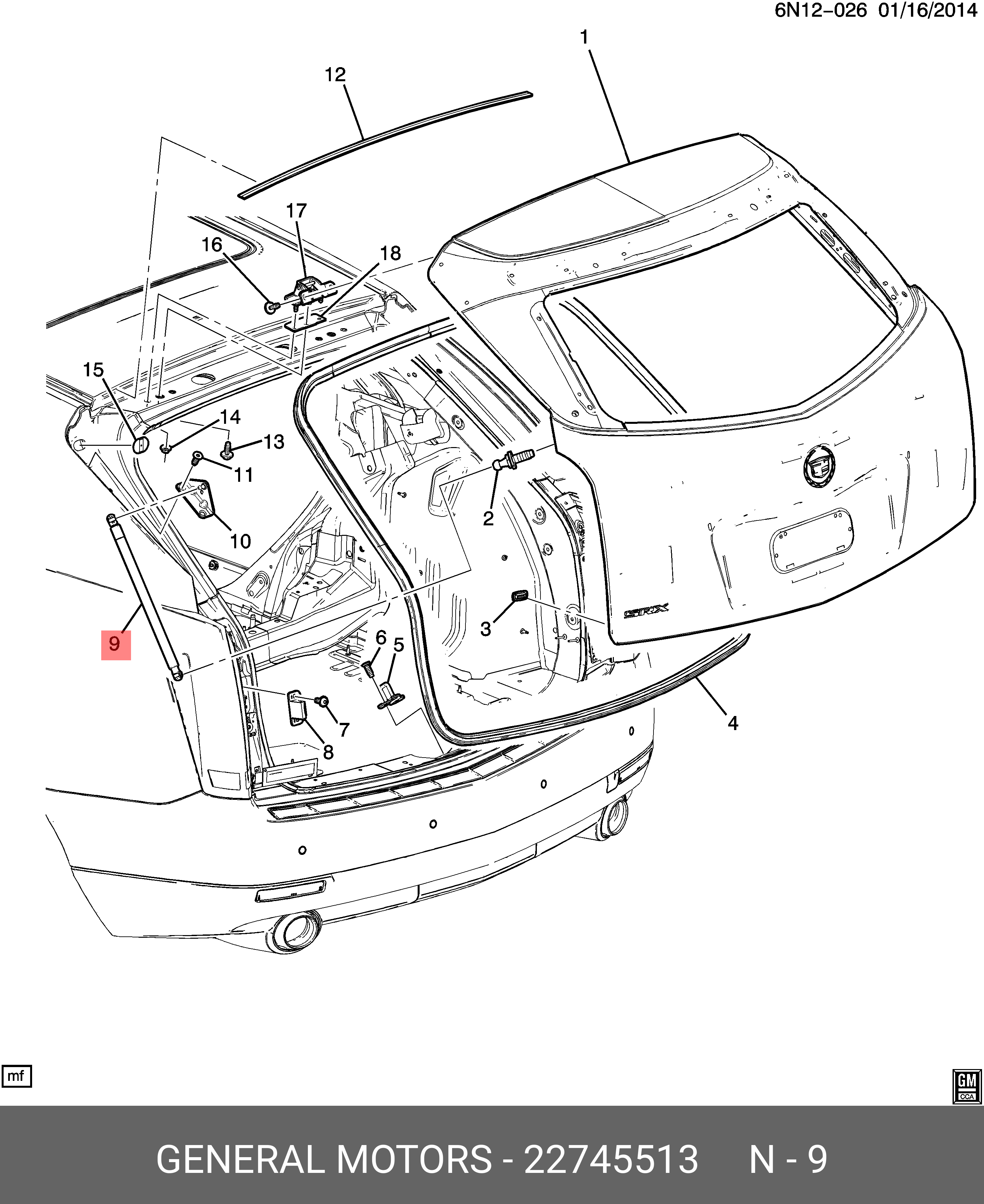 Стойка багажной двери - GM 22745513