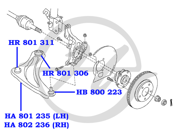 Рычаг передней подвески, нижний, левый - Hanse HA801235
