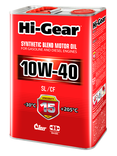Масло моторное полусинтетическое 4л 10w-40 sl/cf - Hi-Gear HG1114