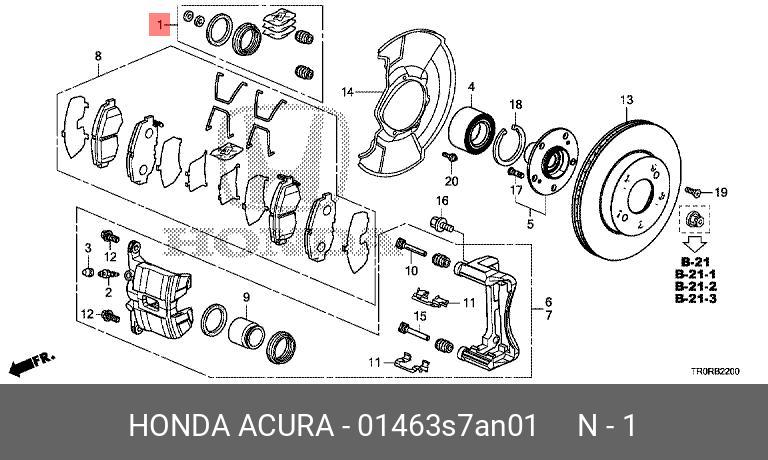 Ремкомплект тормозного суппорта (на 1 суппорт) | перед | - Honda 01463-S7A-N01