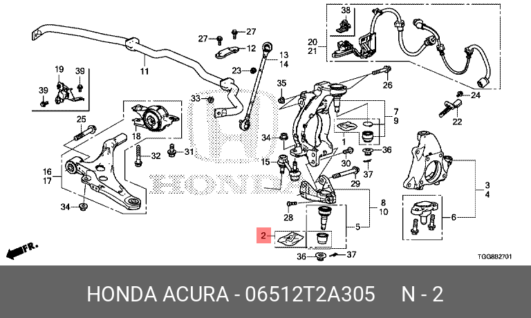 Набор чехла, передн. нижний   рычаг - Honda 06512-T2A-305