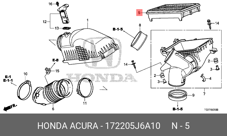 Фильтр воздушный - Honda 17220-5J6-A10