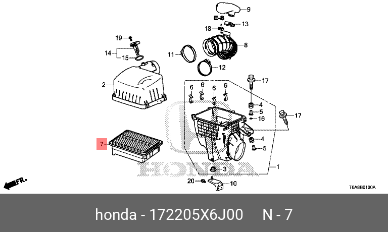 Фильтр воздушный - Honda 17220-5X6-J00