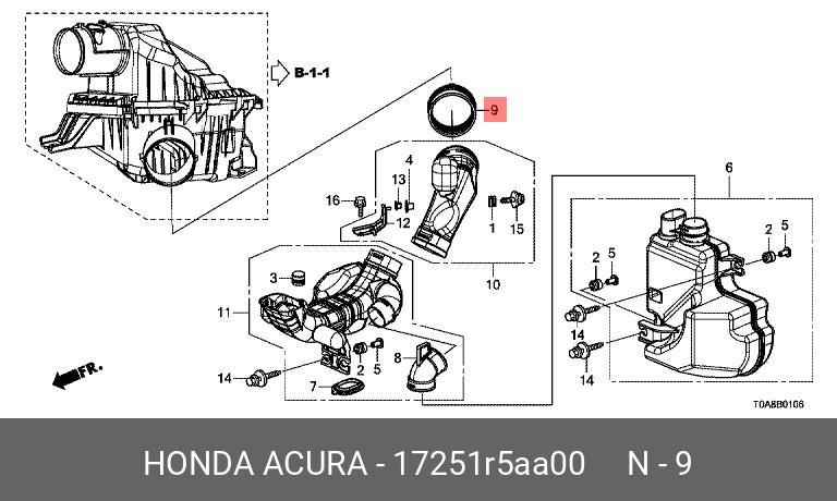 Кольцо соединительное патрубка возд фильтра - Honda 17251-R5A-A00