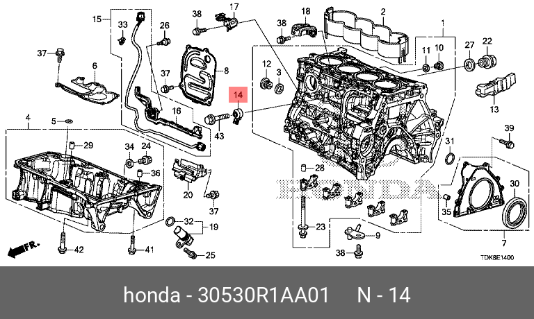Датчик детонации - Honda 30530-R1A-A01