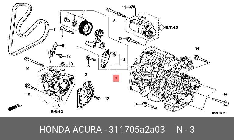 Ролик натяжной навесного оборудования - Honda 31170-5A2-A03