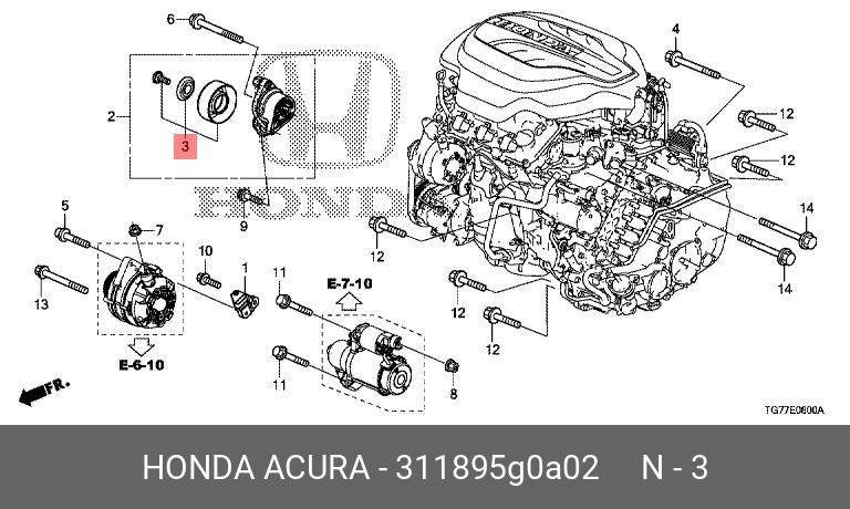 Шкив в наборе, натяжитель - Honda 31189-5G0-A02