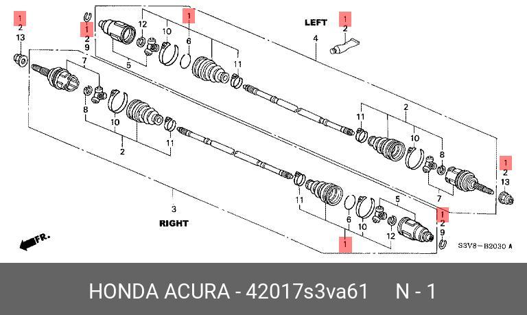 Пыльник заднего привода внутр. - Honda 42017-S3V-A61