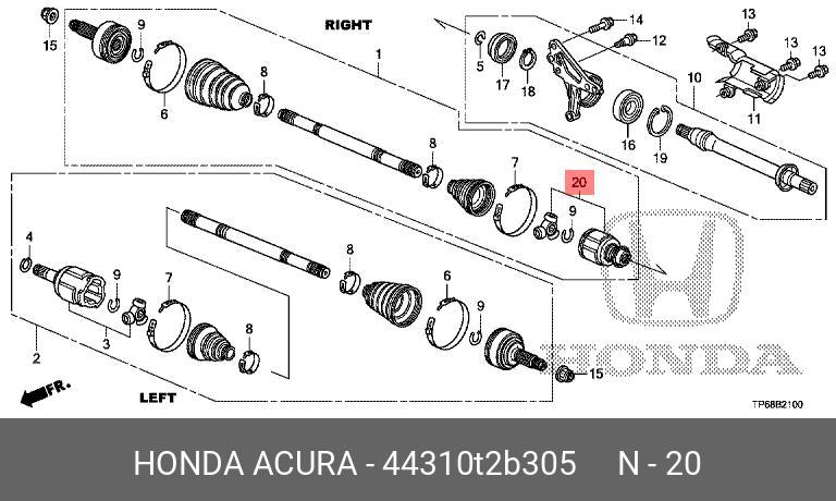 Шрус внутр - Honda 44310-T2B-305