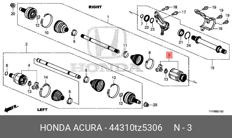 Шарнир внутренний (шрус) - Honda 44310-TZ5-306