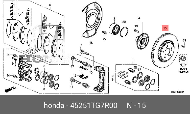 Диск тормозной - Honda 45251-TG7-R00