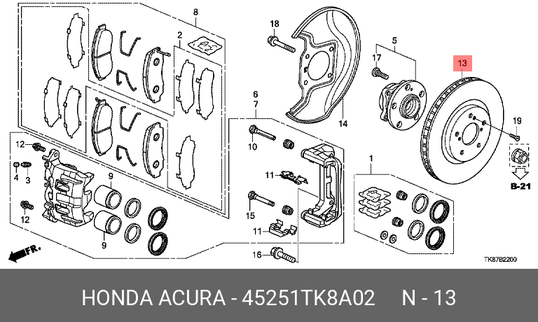 Деталь - Honda 45251-TK8-A02