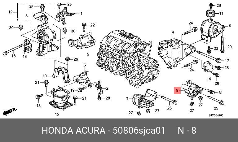 Опора трансмиссии задняя - Honda 50806-SJC-A01
